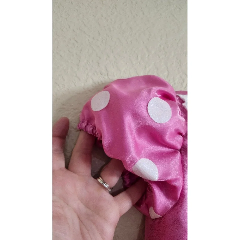 Disney Minnie Mouse Pink Polka‎ Dot Costume Dress Size 4 Rhinestone Bow Lace